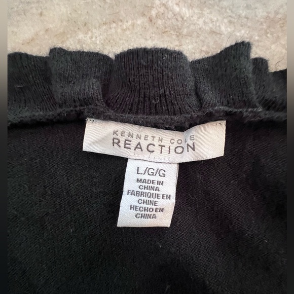 Reaction | Black Ruffle Cardigan | L. Kenneth Cole - Picture 3 of 4
